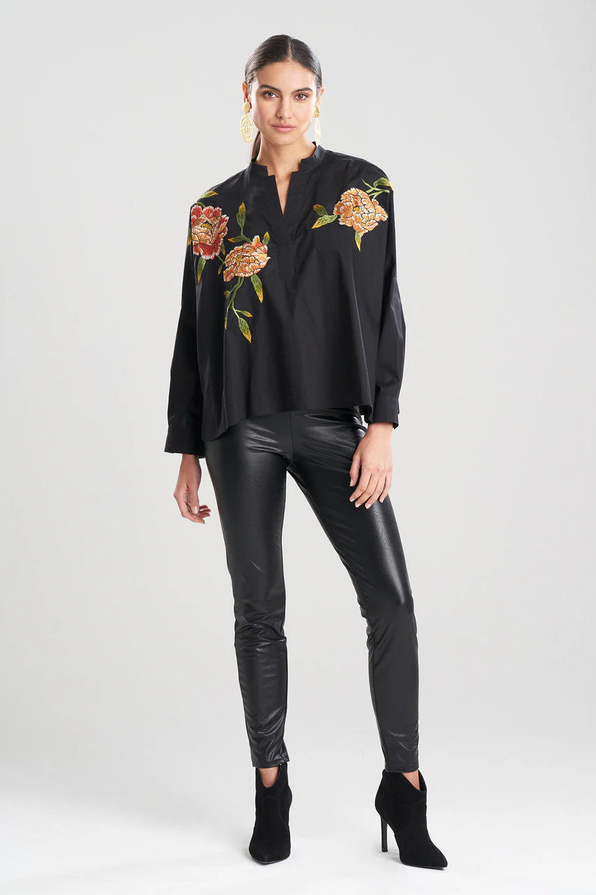 Cotton Poplin Embroidered Caftan Shirt - Image 3