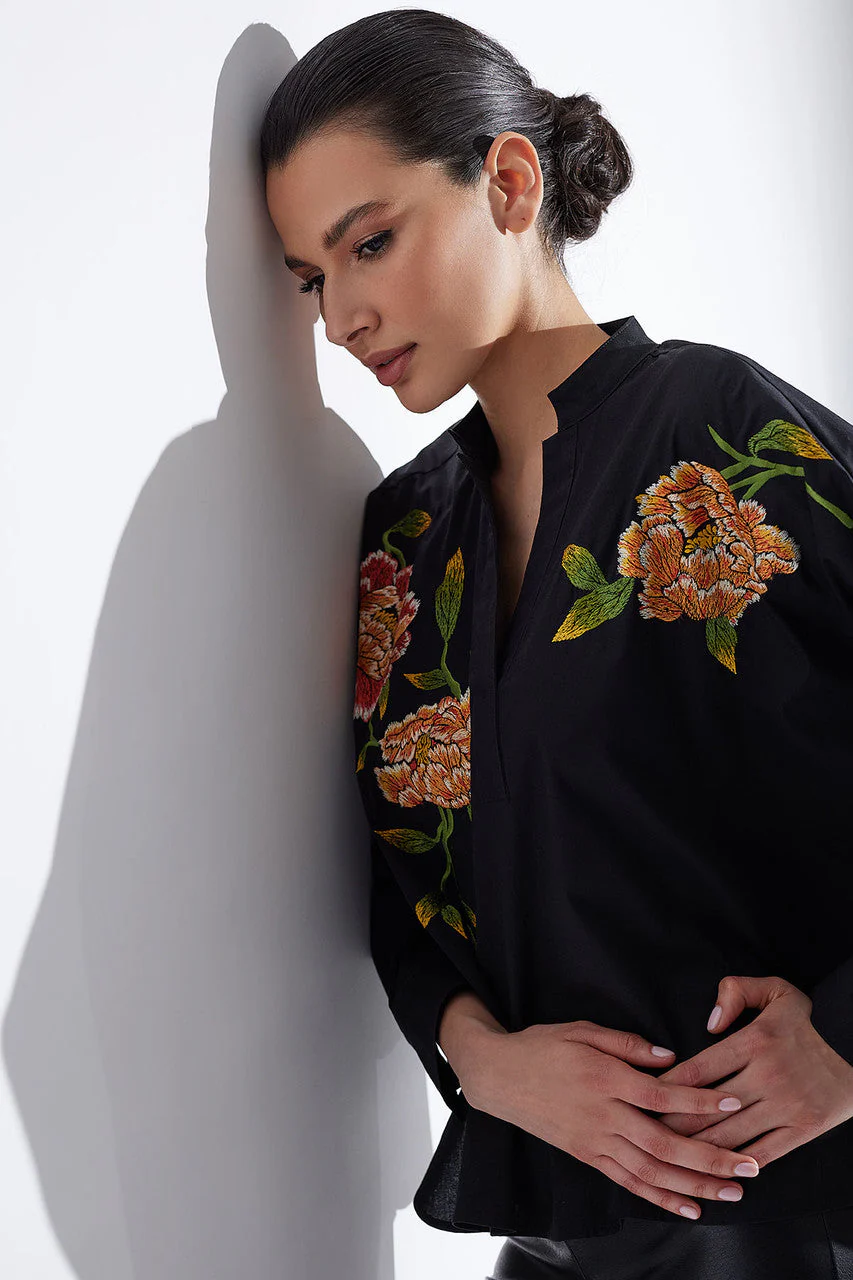 Cotton Poplin Embroidered Caftan Shirt - Image 7
