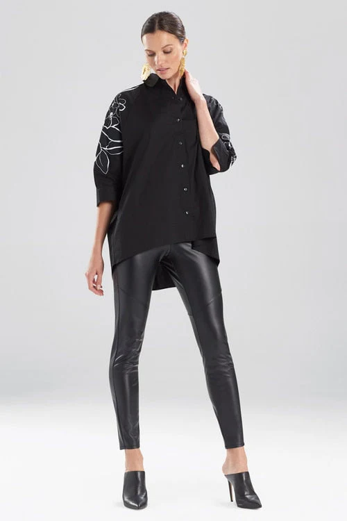 Cotton Poplin Embroidered Cocoon Shirt