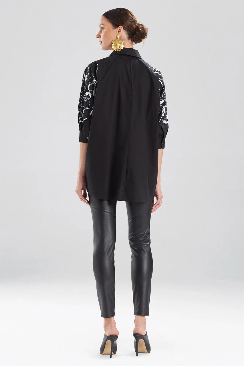 Cotton Poplin Embroidered Cocoon Shirt - Image 2