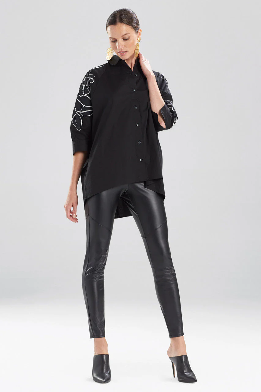 Cotton Poplin Embroidered Cocoon Shirt - Image 3