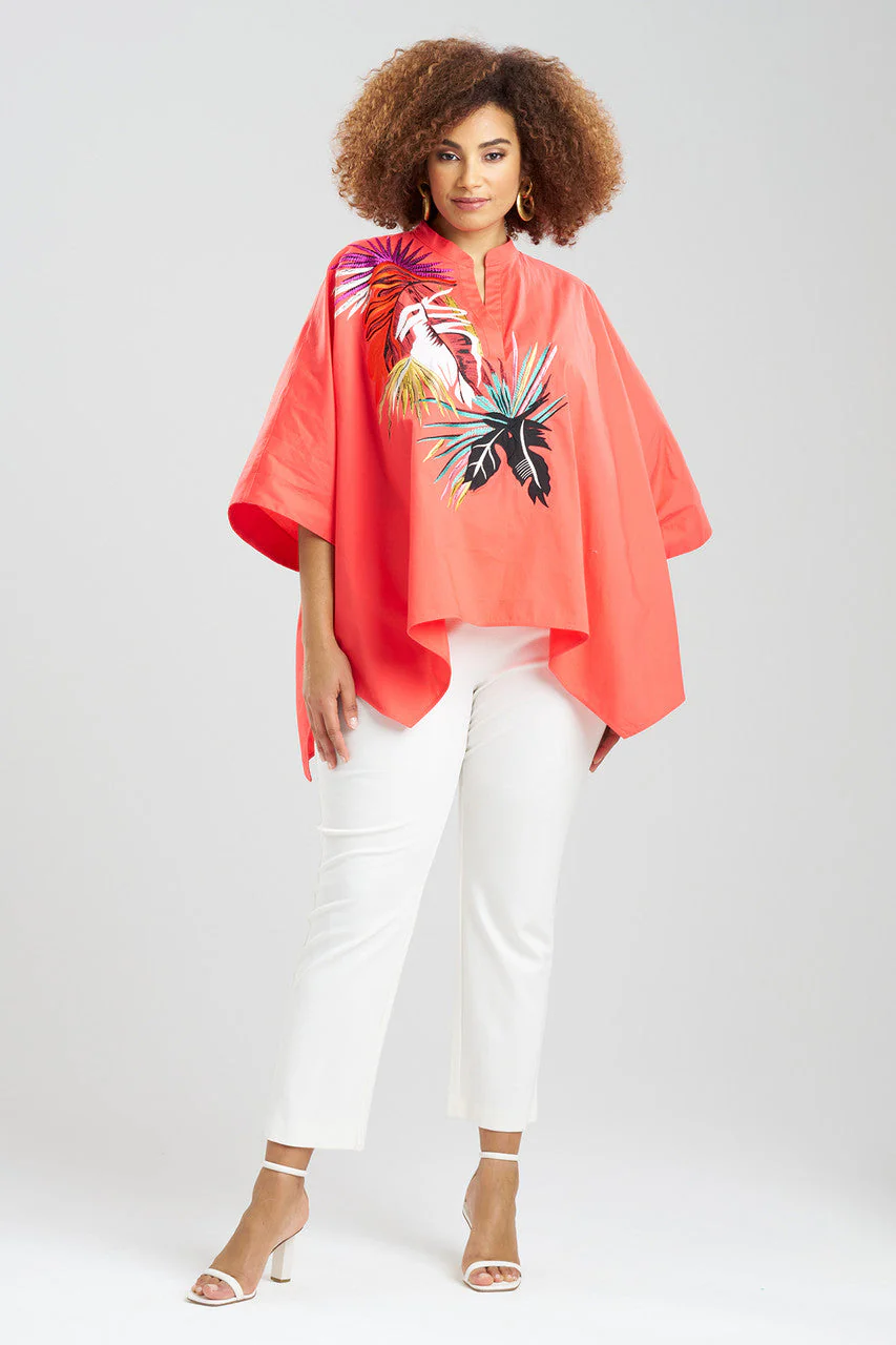 Cotton Poplin Embroidered Mandarin Top - Image 4