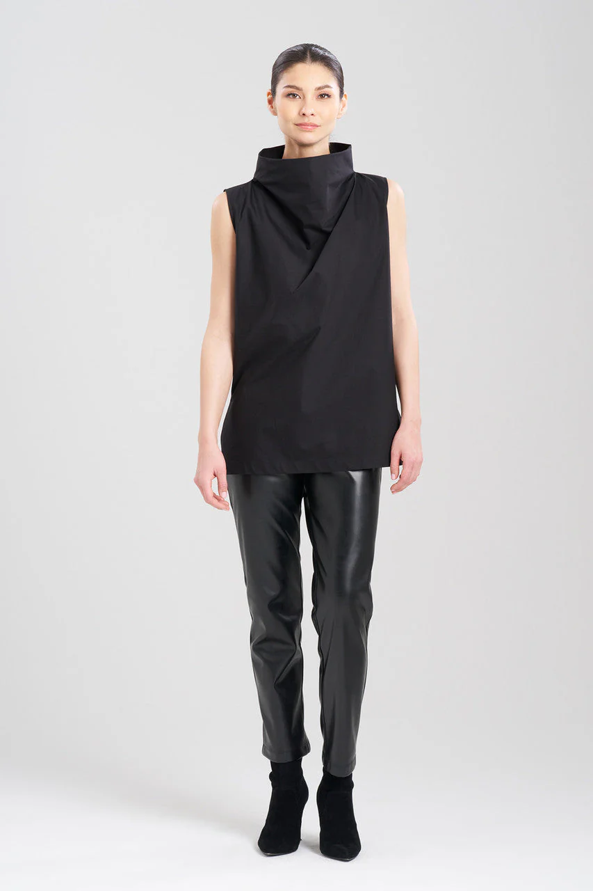 Cotton Poplin Funnel Neck Top