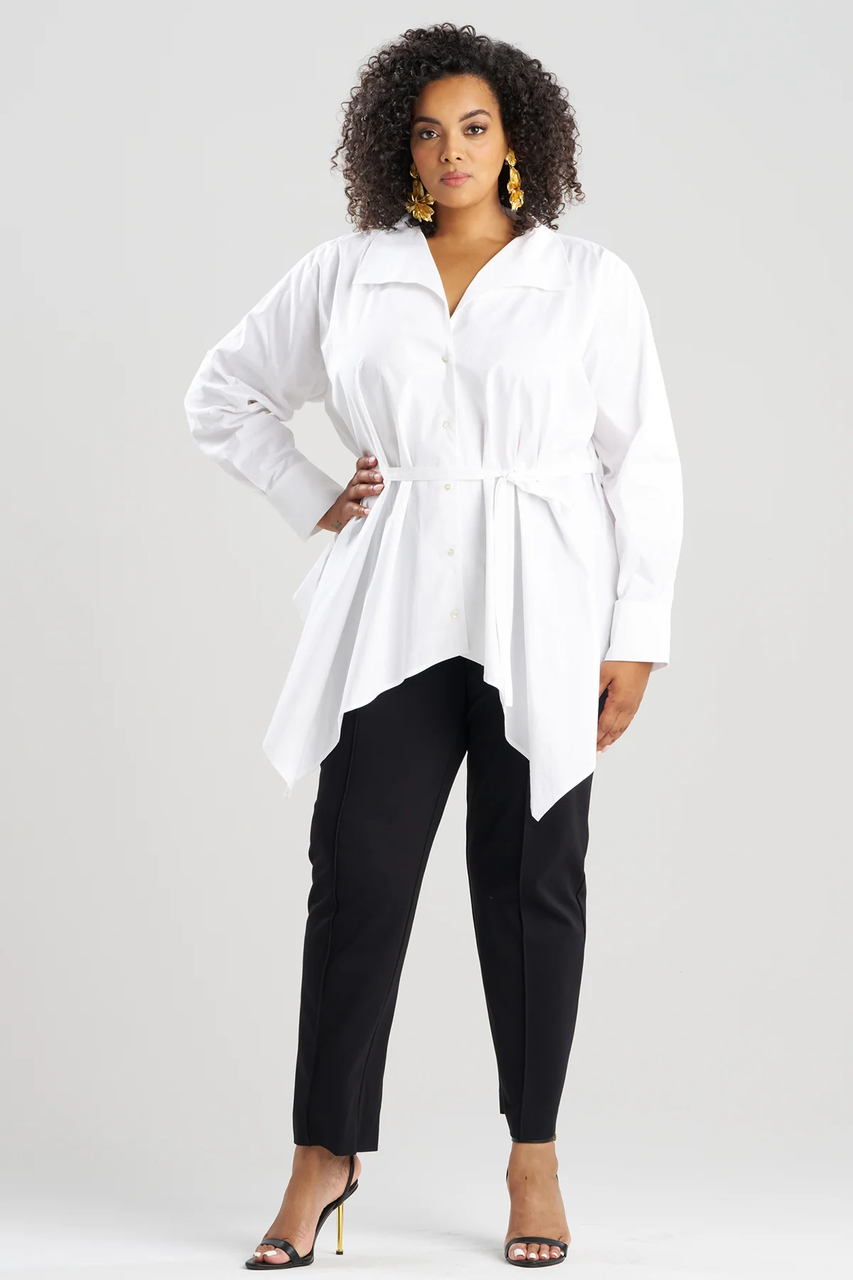 Cotton Poplin Handkerchief Hem Shirt - Image 5