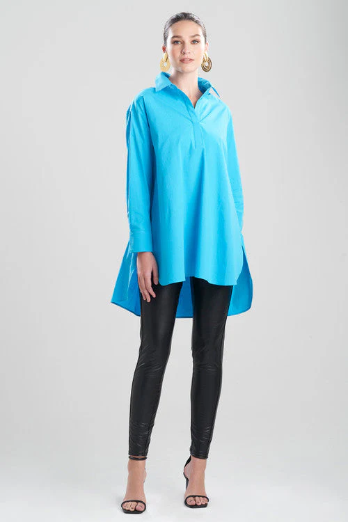 Cotton Poplin Oversized Half Placket Shirt