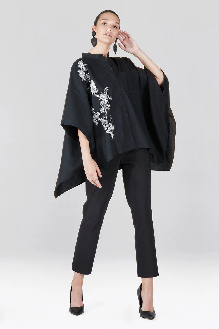 Cotton Poplin Poncho Top With Embroidery - Image 2