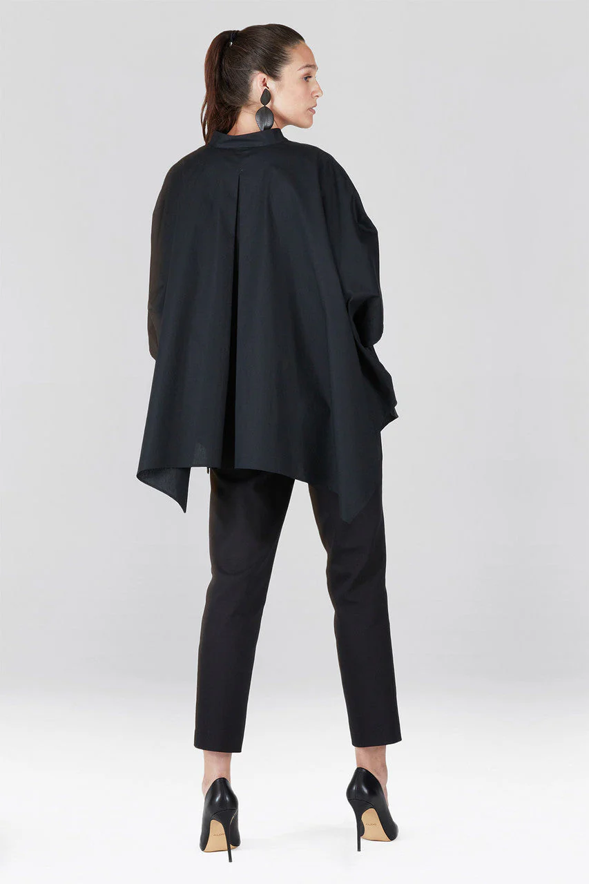 Cotton Poplin Poncho Top With Embroidery - Image 3
