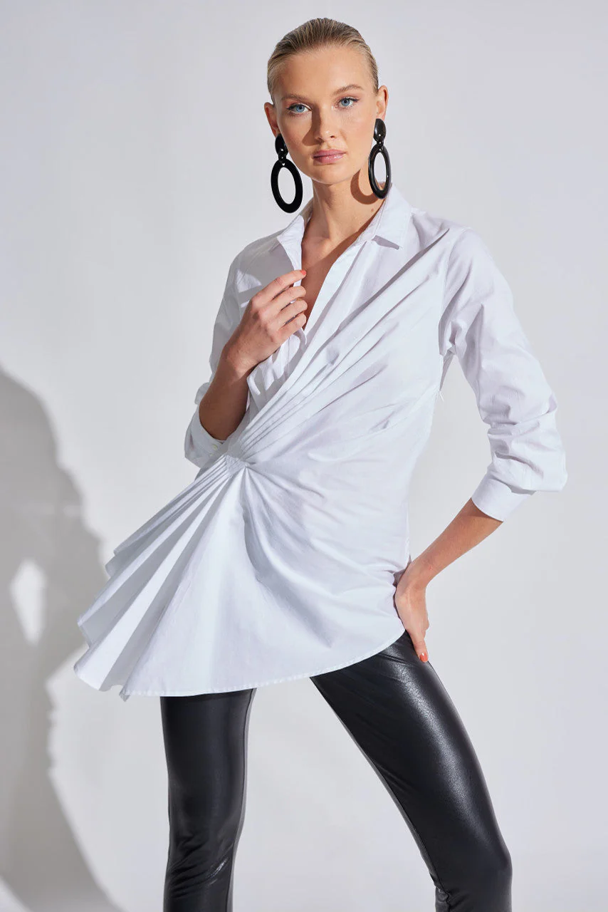 Cotton Poplin Side Drape Shirt - Image 3