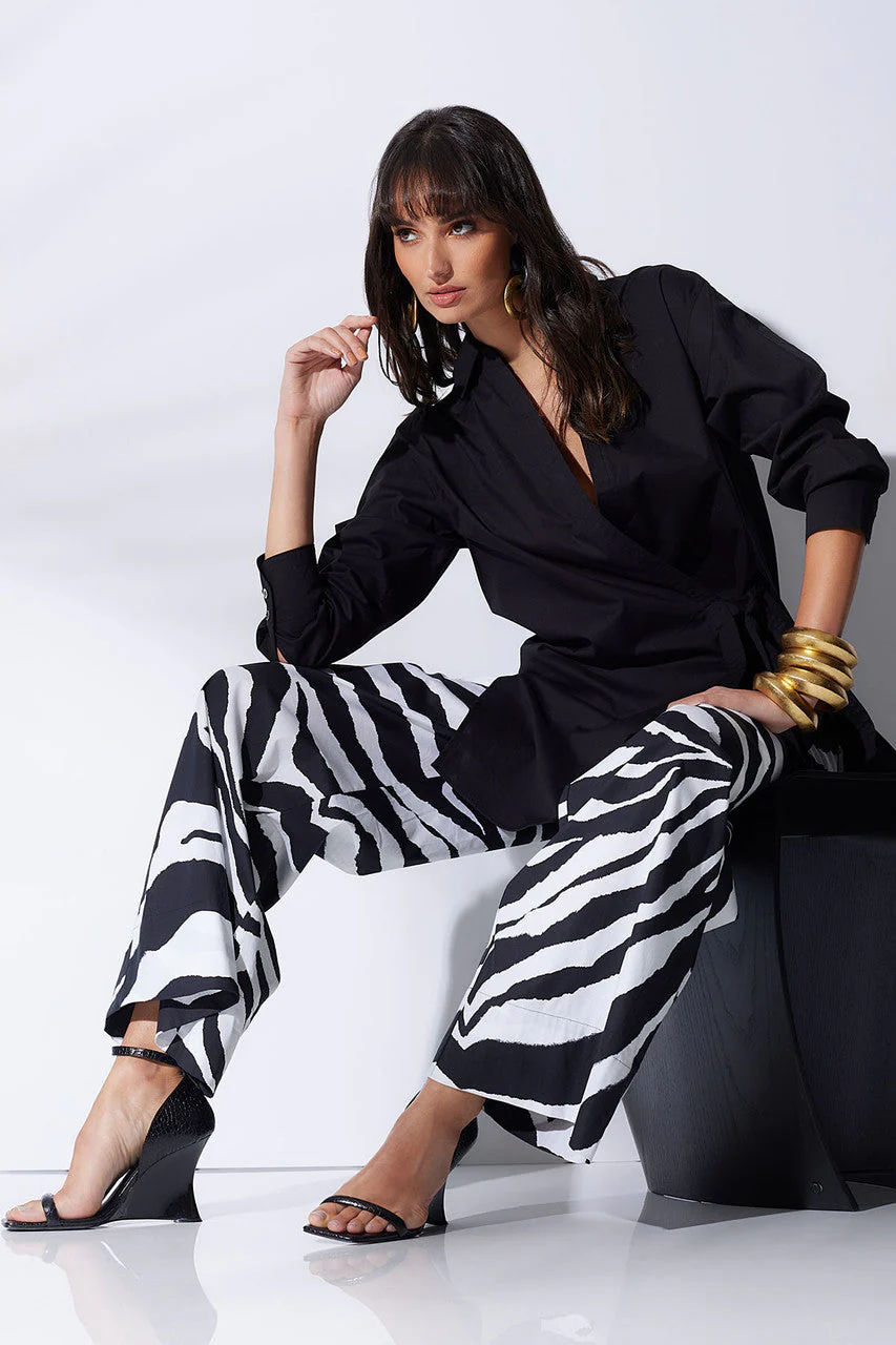 Cotton Poplin Surplice Tie Shirt