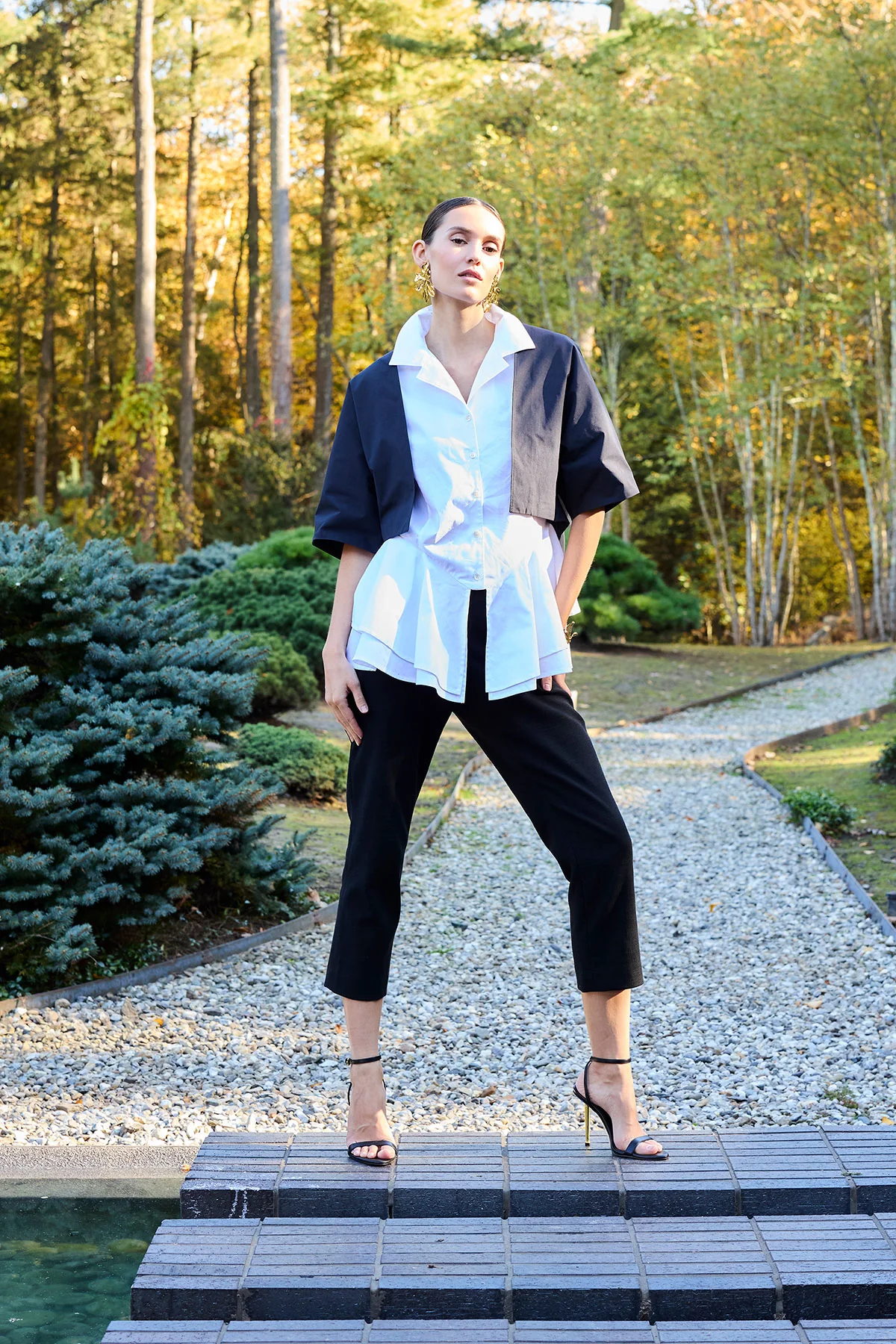 Cotton Poplin Tiered Hem Short Sleeve Shirt - Image 5