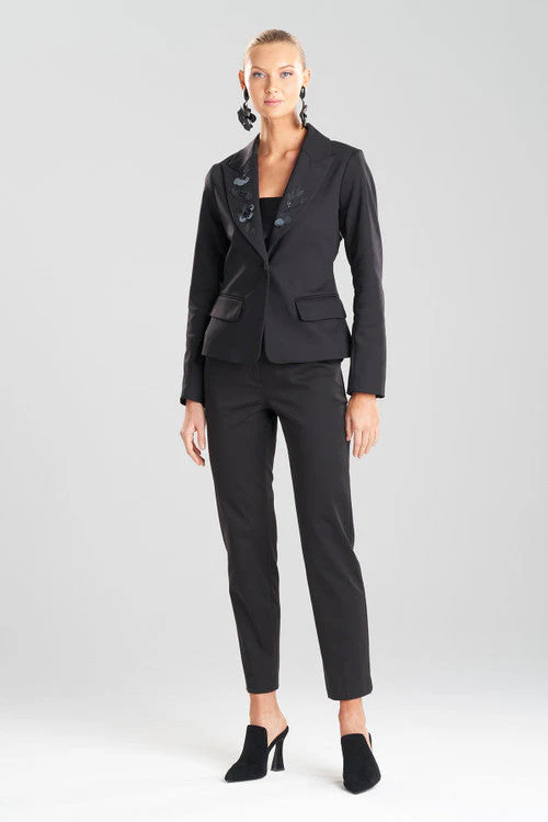 Cotton Sateen Beaded Tailored Blazer Jacket - Image 11