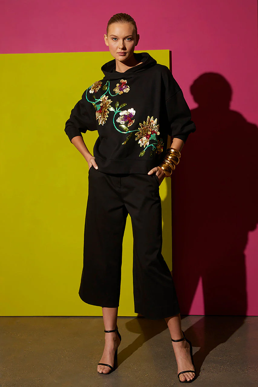 Cotton Sateen Wide Leg Crop Pants - Image 4