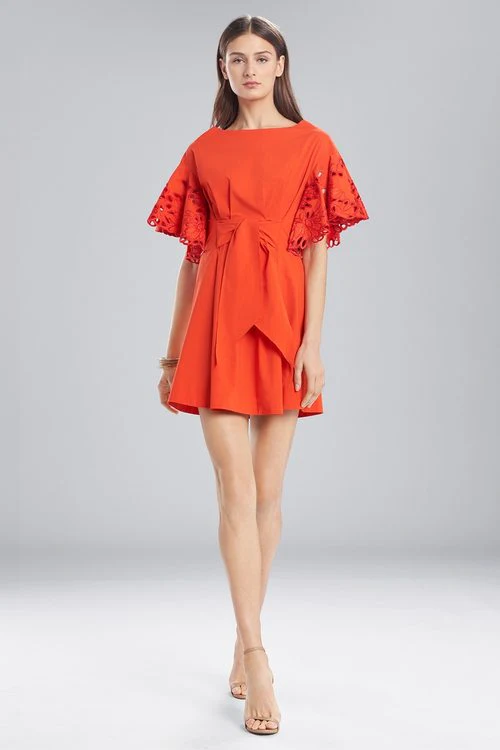 Cotton Shirting Ruffle Sleeve Dress