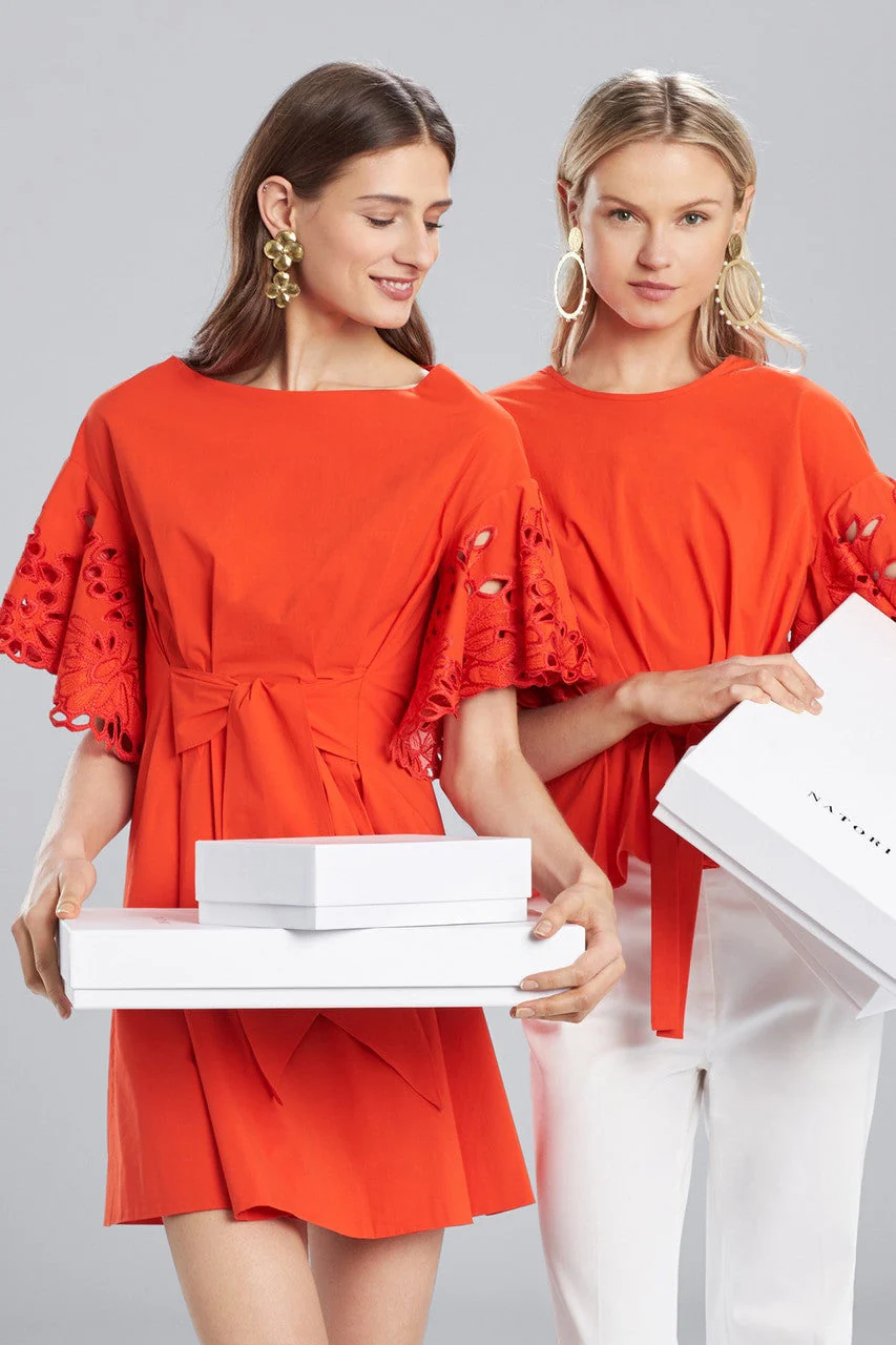 Cotton Shirting Ruffle Sleeve Dress - Image 3