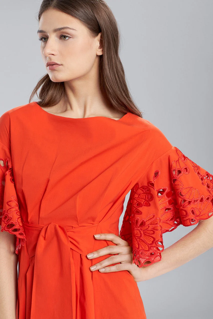 Cotton Shirting Ruffle Sleeve Dress - Image 4