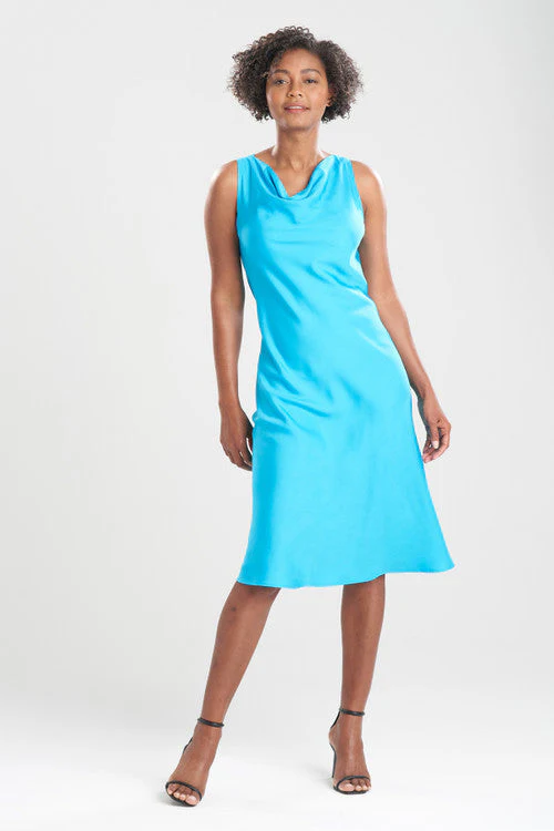 Cotton Silk Bias Cowl Dress