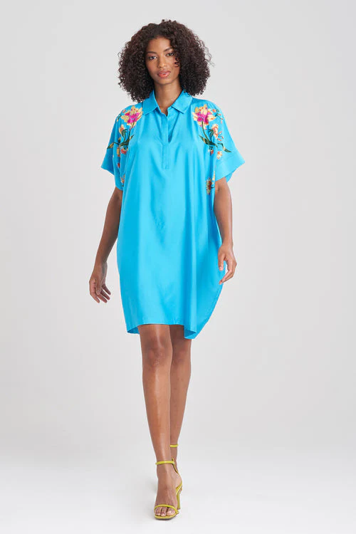 Cotton Silk Chikayo Embroidered Caftan Dress - Image 13