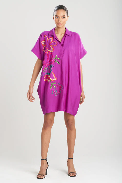 Cotton Silk Embroidered Caftan Dress - Image 8