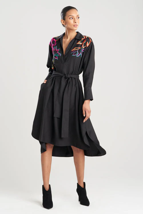 Cotton Silk Oversized Embroidered Shirtdress - Image 7