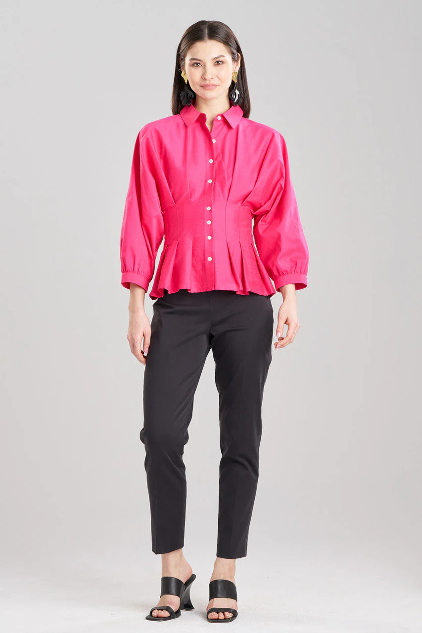 Cotton Silk Slub Pleated Shirt - Image 2