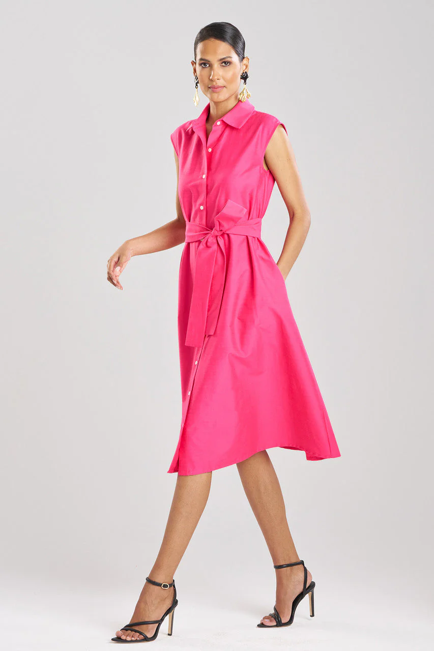 Cotton Silk Slub Trapeze Shirtdress - Image 2