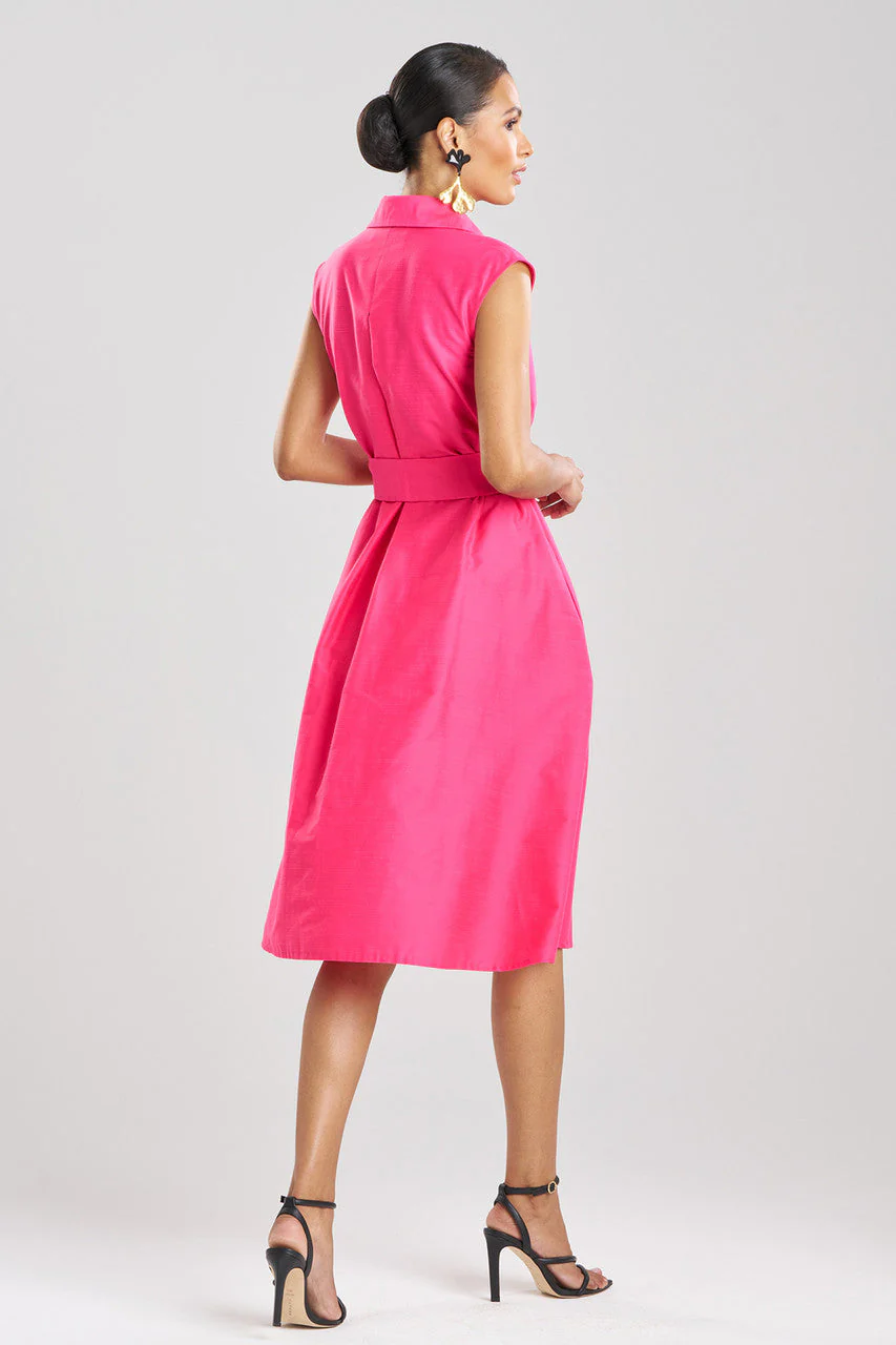 Cotton Silk Slub Trapeze Shirtdress - Image 3