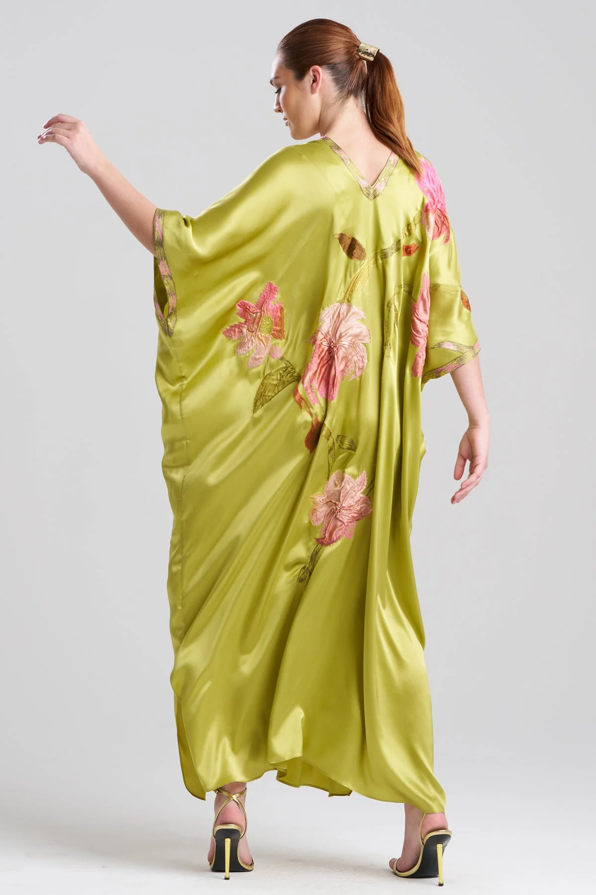 Couture Brushstroke Embellished Cocoon Silk Caftan - Image 3