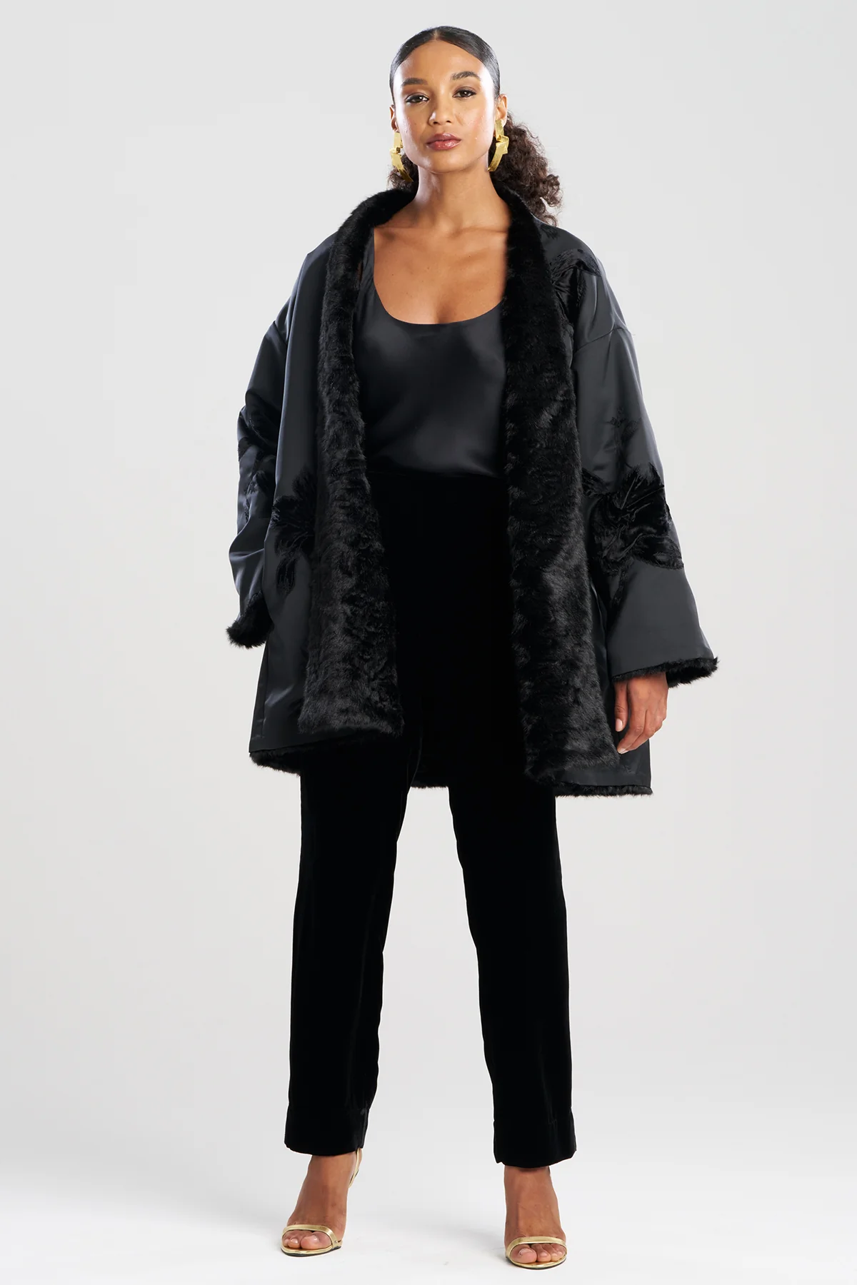 Couture Duchess Satin Embroidered Fur Coat - Image 2