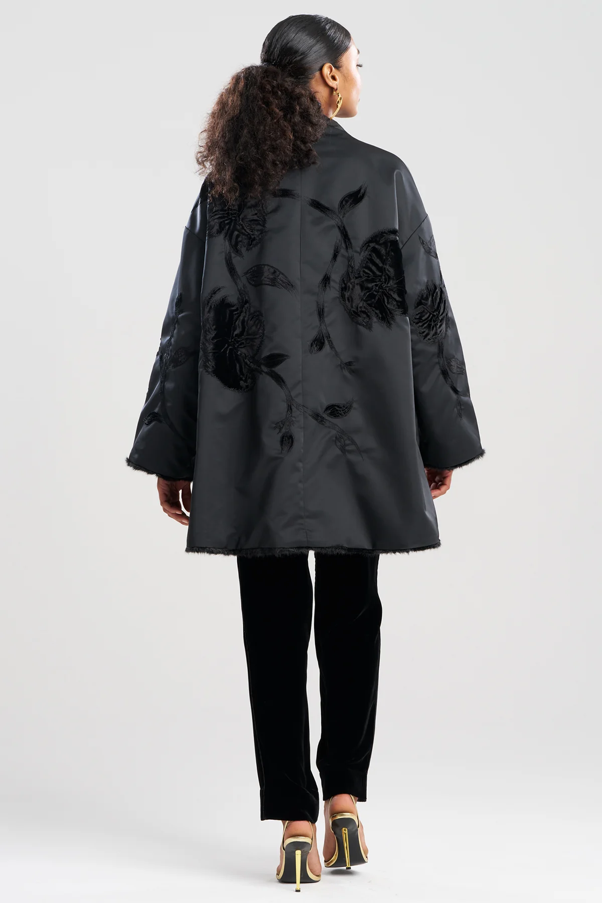 Couture Duchess Satin Embroidered Fur Coat - Image 3