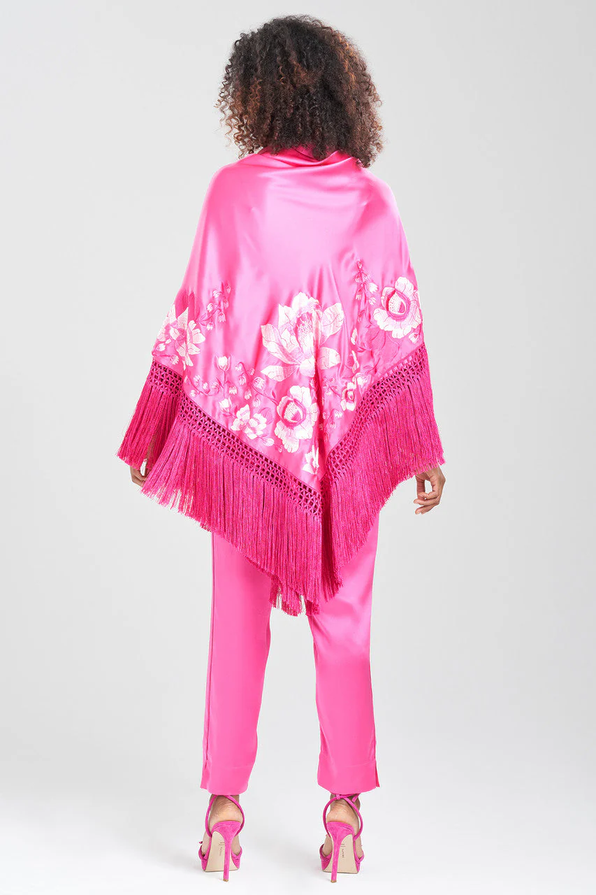 Couture Hanabi Embroidered Fringe Silk Shawl - Image 2