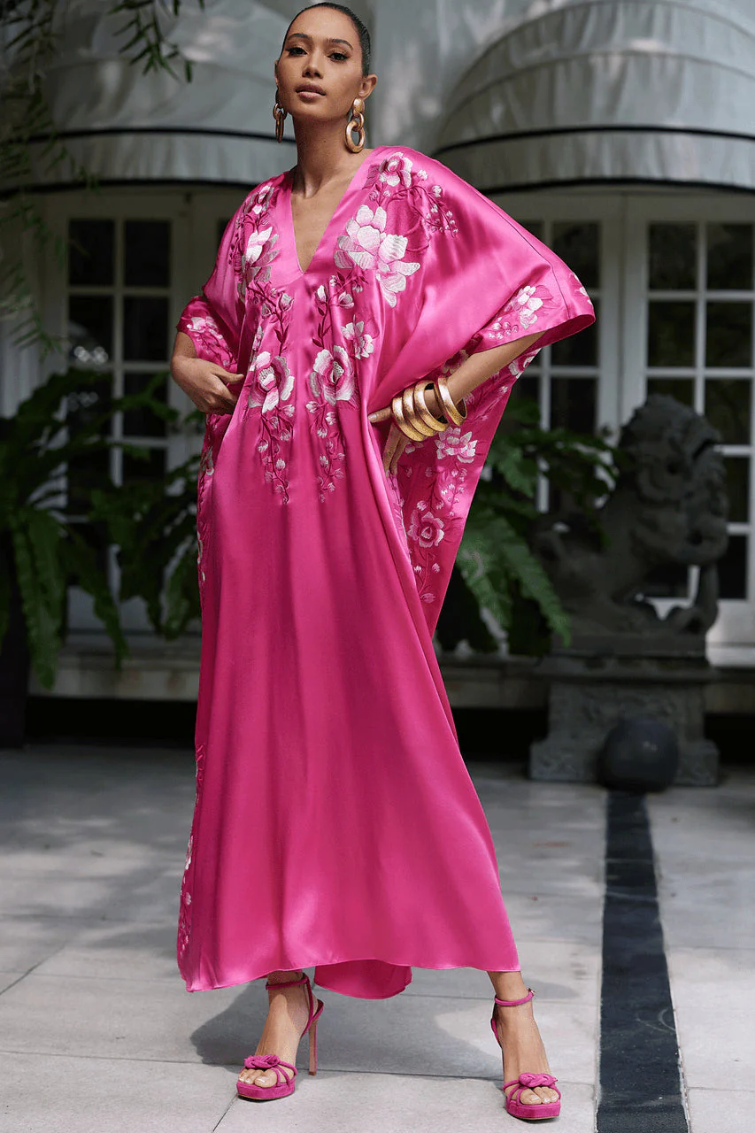 Couture Hanabi Embroidered Silk Caftan - Image 3