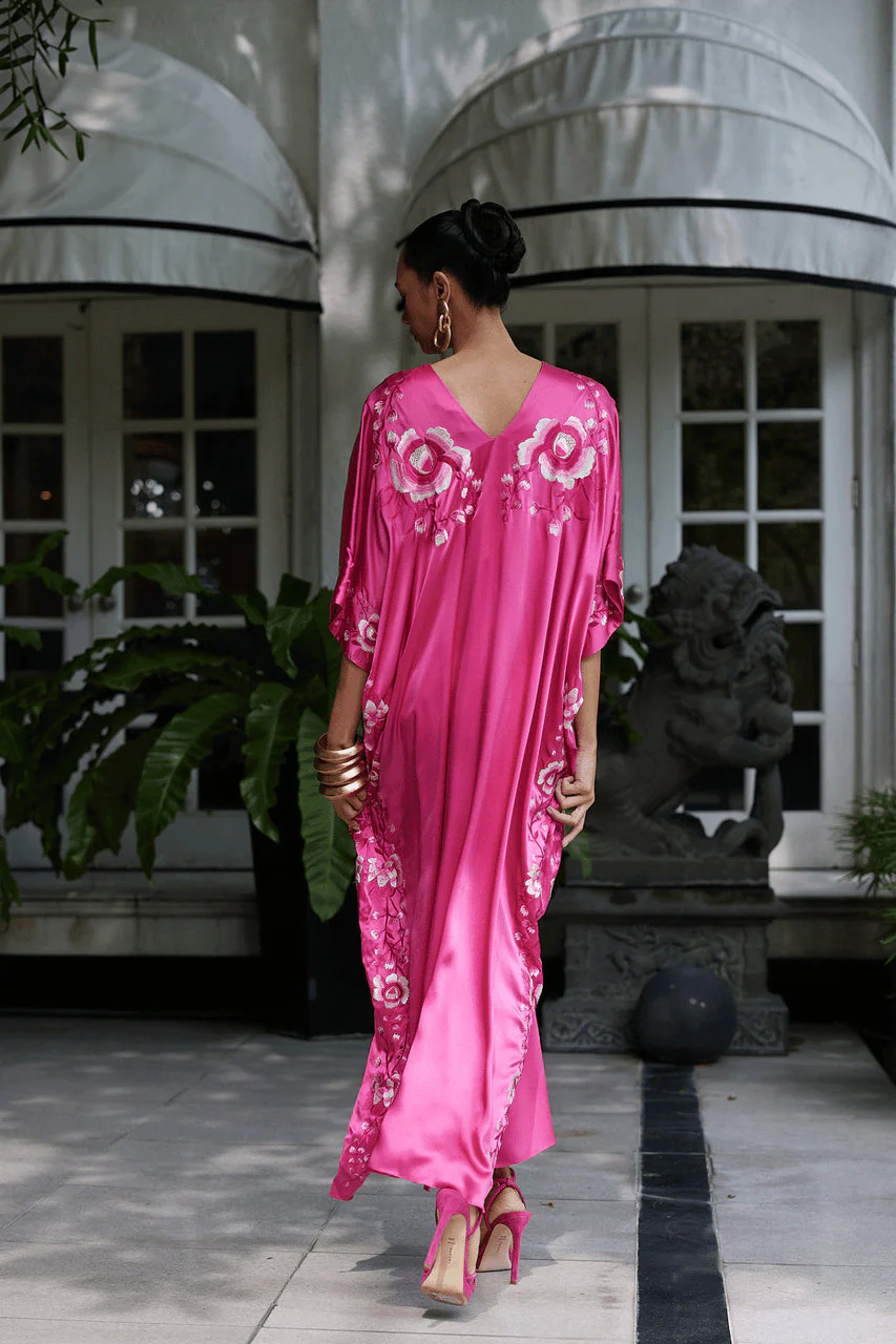 Couture Hanabi Embroidered Silk Caftan - Image 4