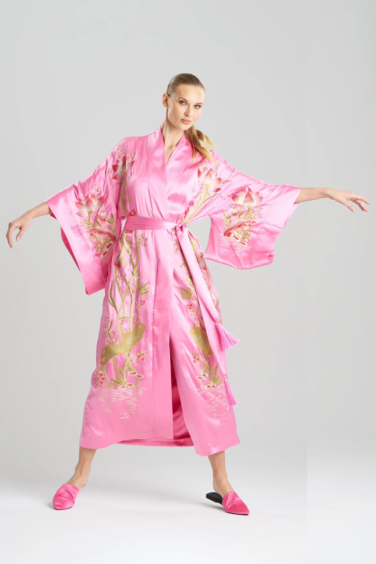 Couture Lotus Embroidered Silk Robe - Image 2