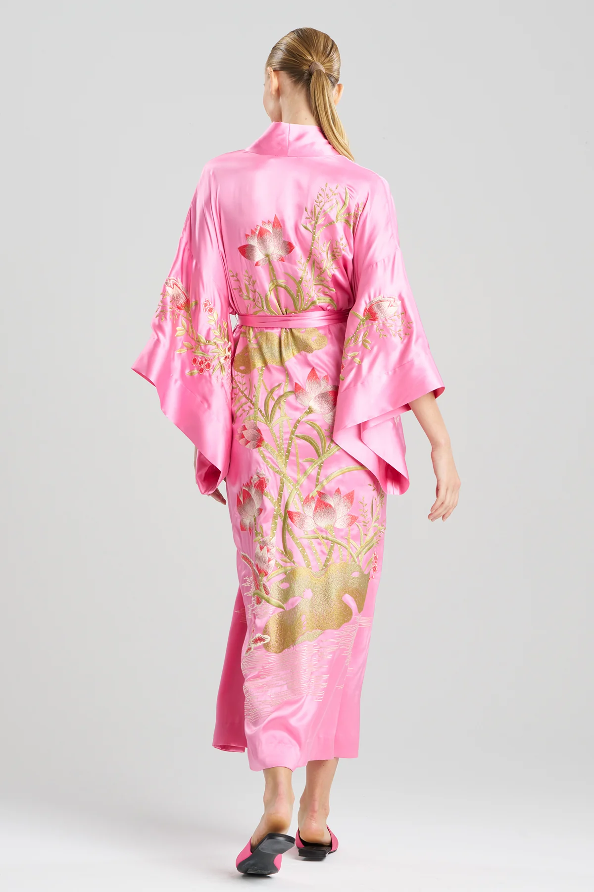 Couture Lotus Embroidered Silk Robe - Image 3