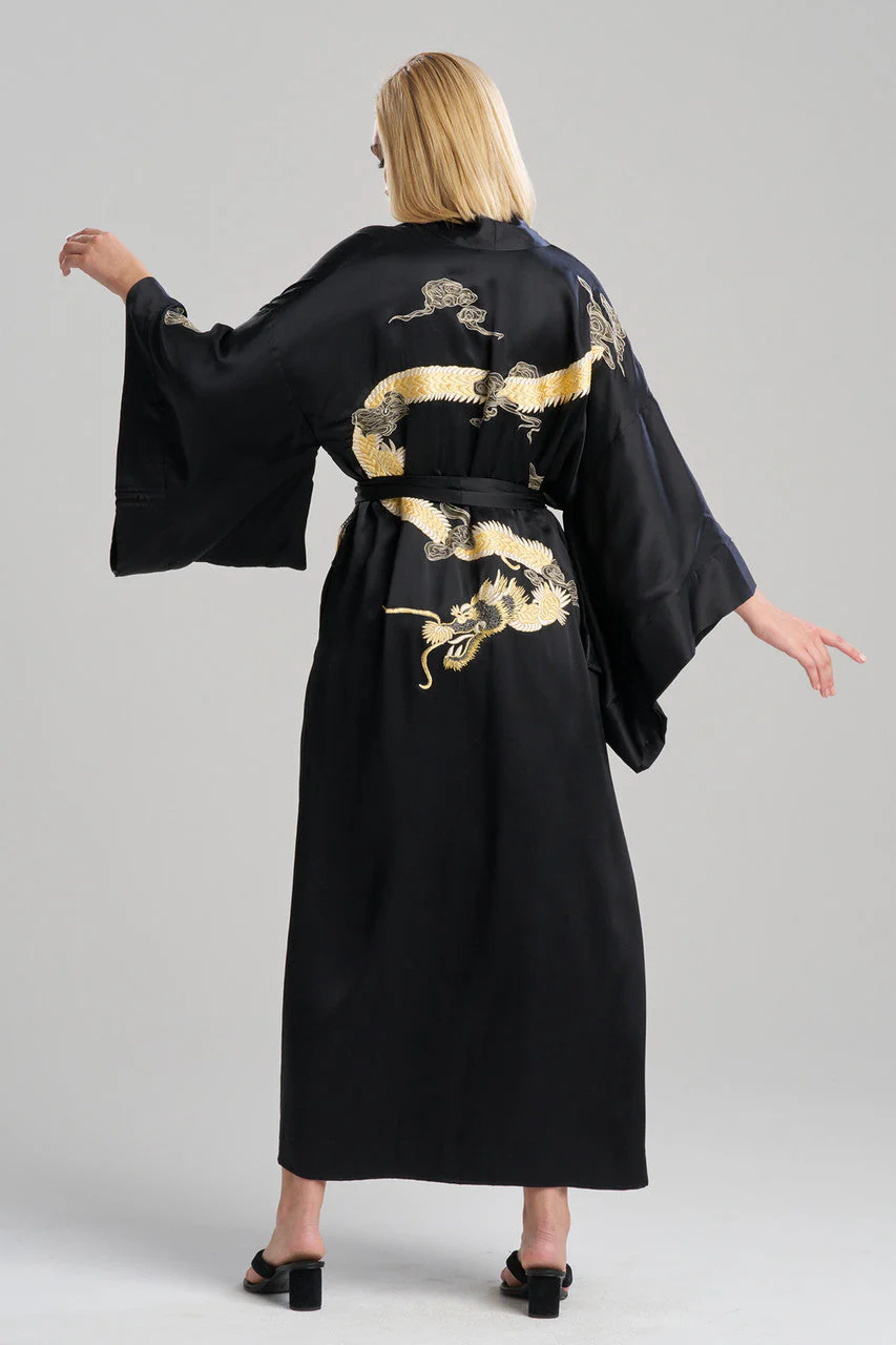 Couture Lucky Dragon Embroidered Silk Robe - Image 3