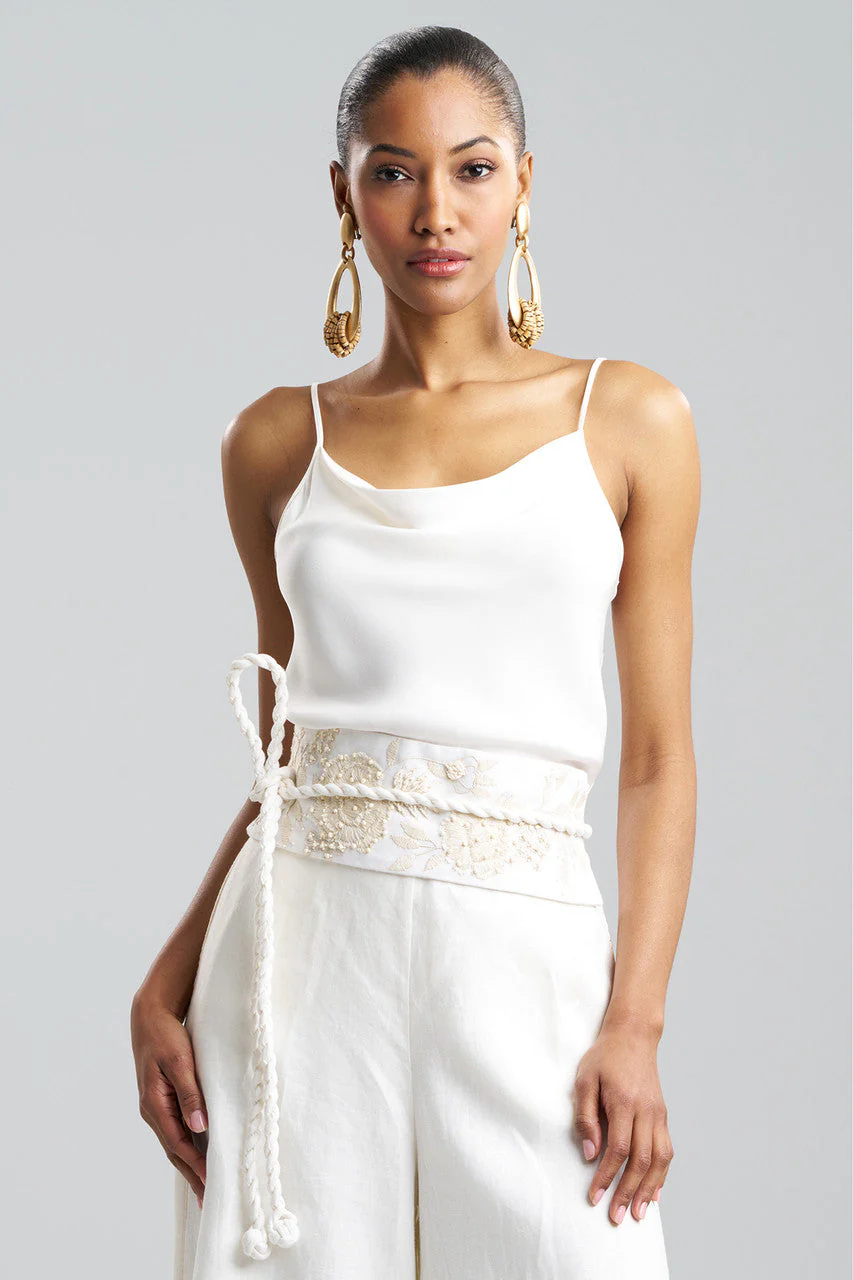 Couture Luxe Linen Embroidered Obi Belt - Image 2