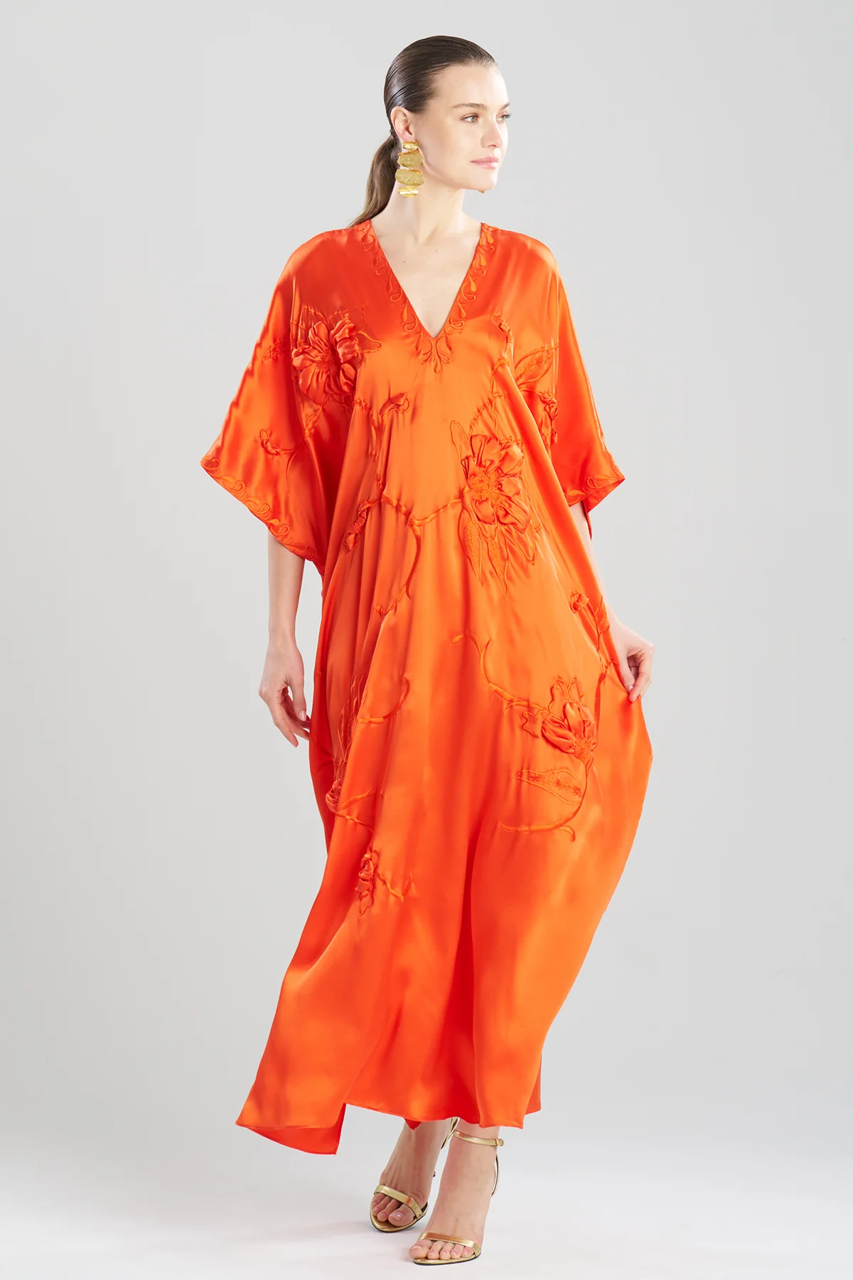 Couture Mokuren Embroidered Silk Caftan - Image 2
