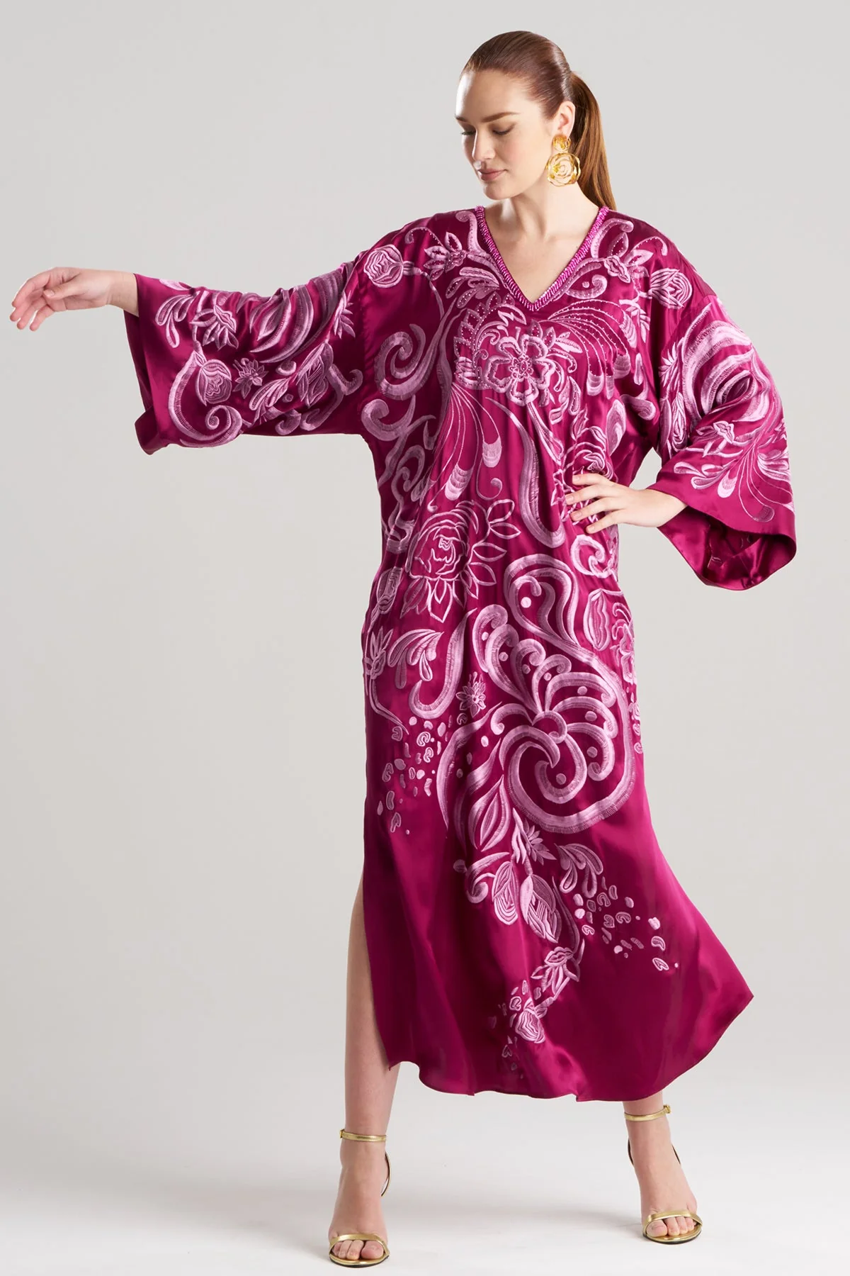 Couture Nouveau Embellished Silk Caftan