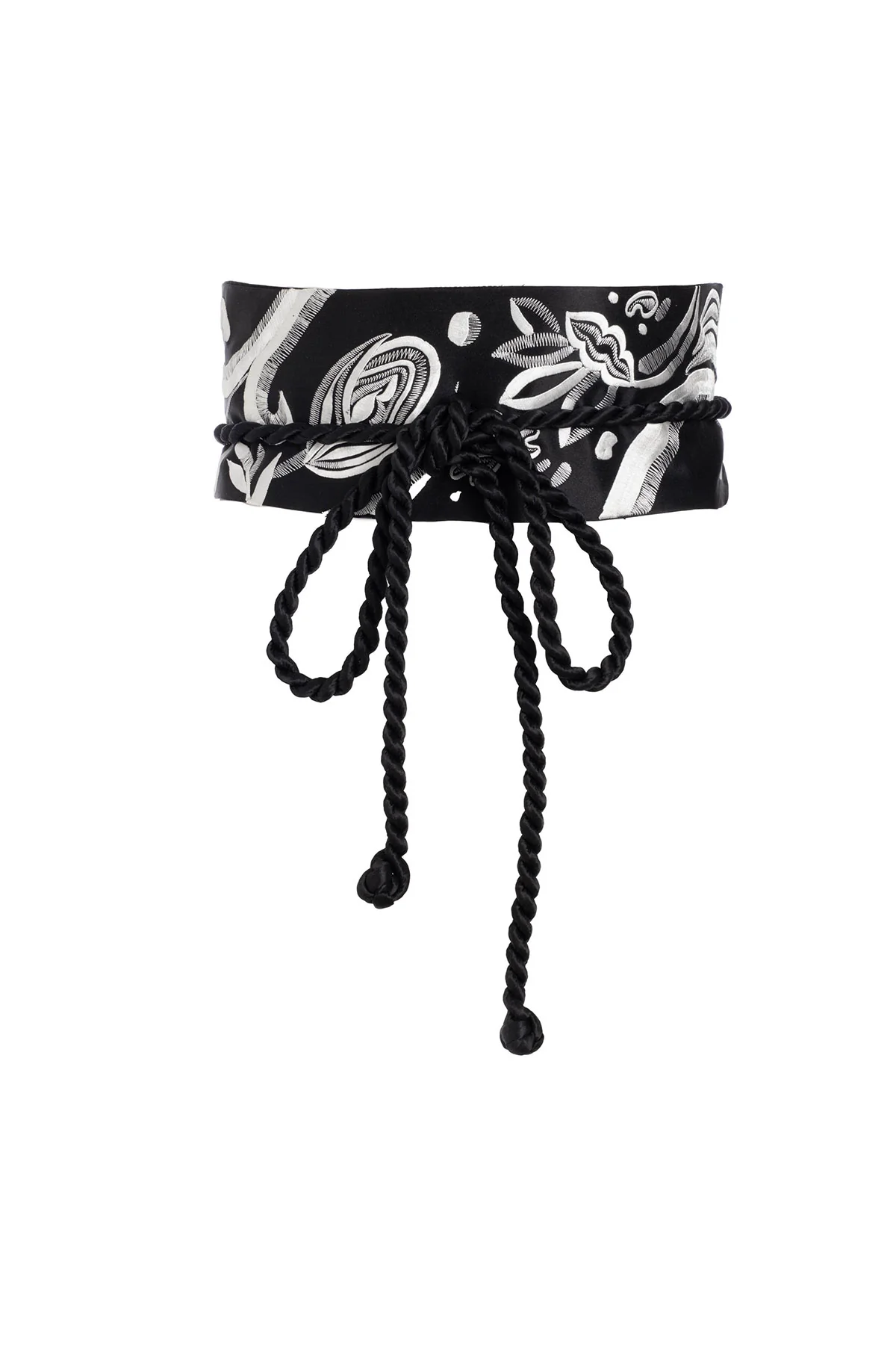 Couture Nouveau Embroidered Silk Obi Belt