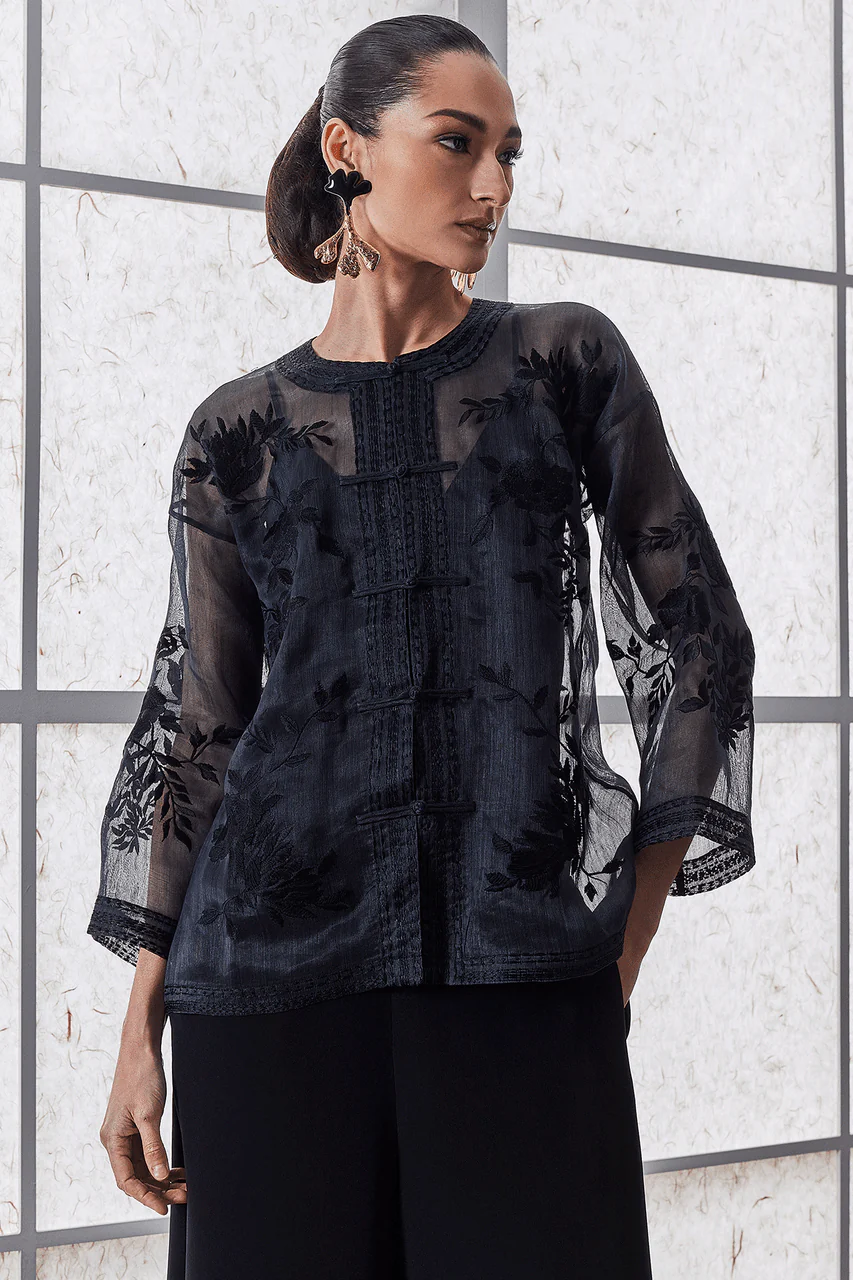 Couture Piña Embroidered Mandarin Jacket - Image 3
