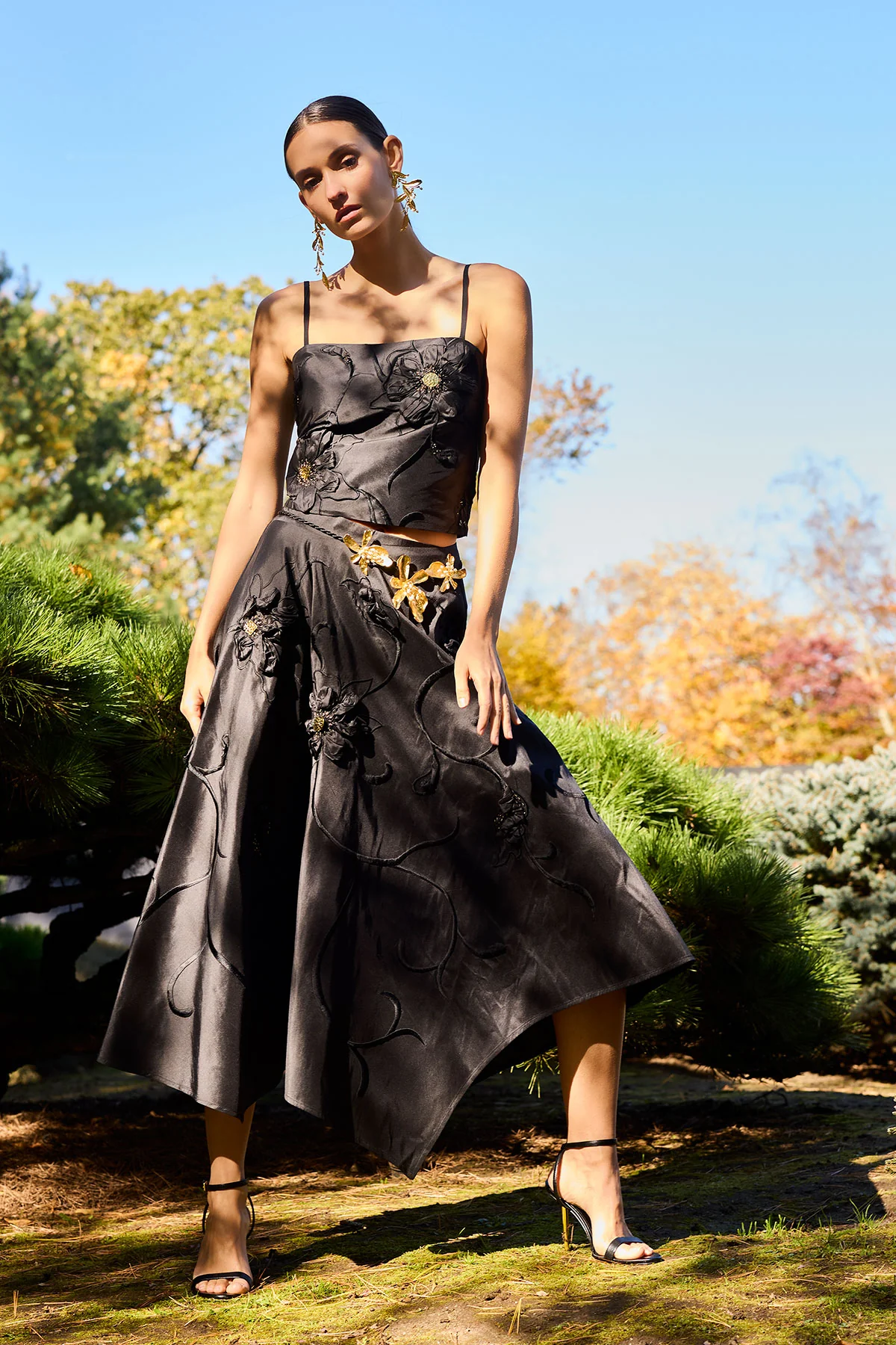 Couture Silk Dupioni Embellished Skirt