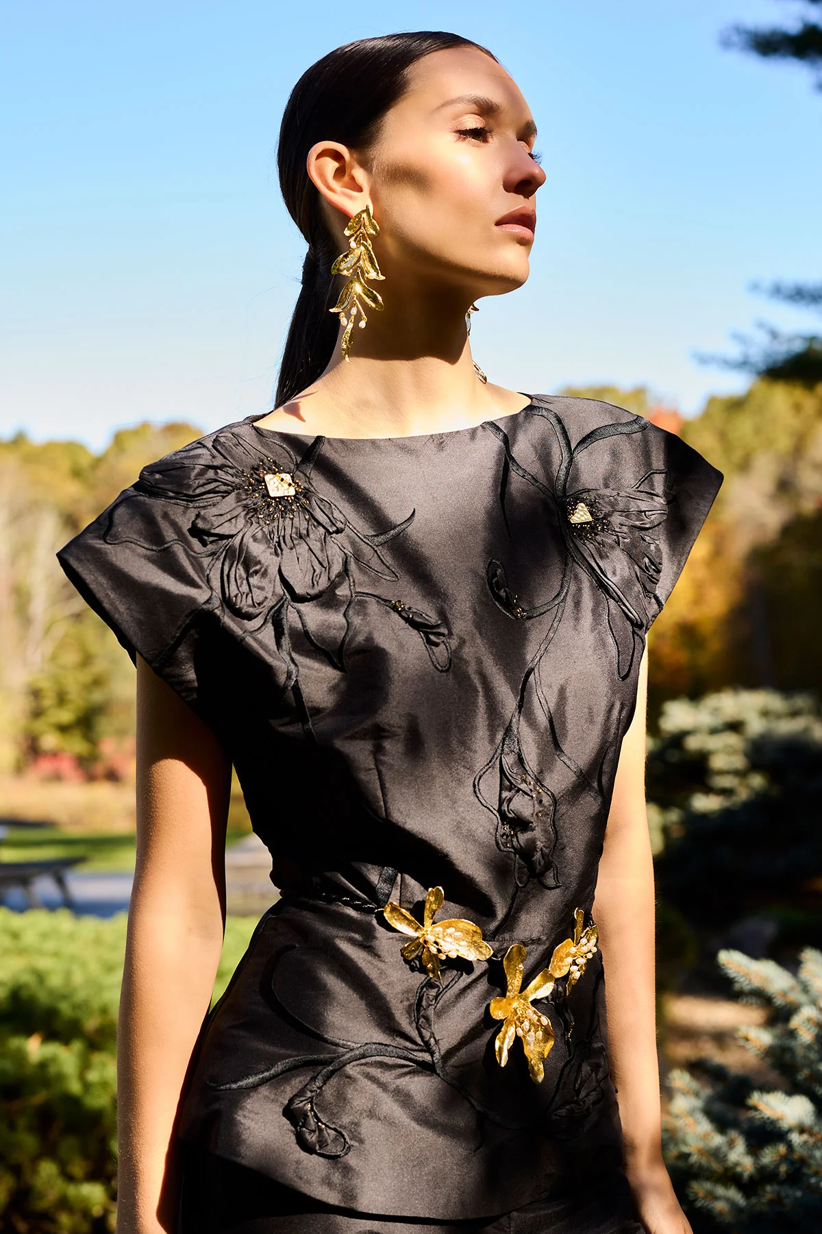 Couture Silk Dupioni Embellished Top
