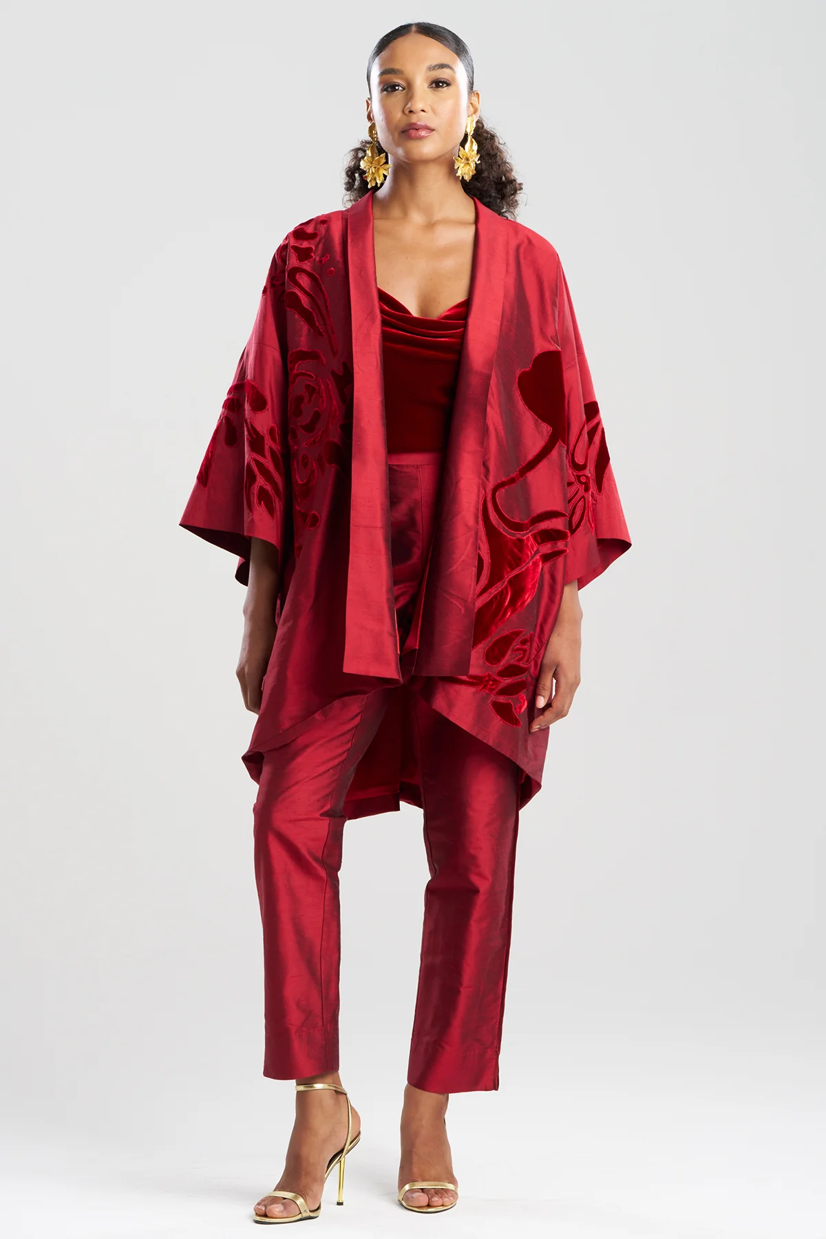 Couture Silk Dupioni Embroidered Coat - Image 2