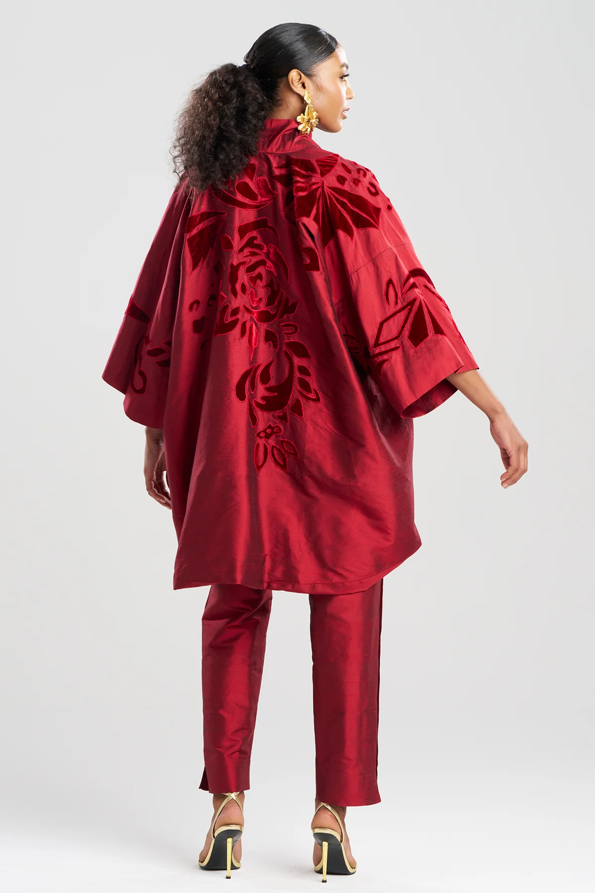Couture Silk Dupioni Embroidered Coat - Image 3