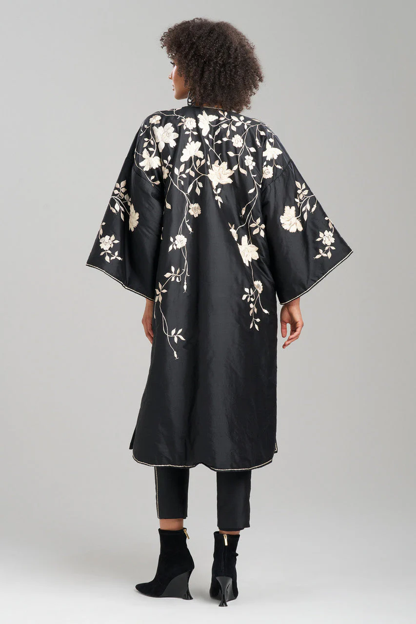 Couture Silk Dupioni Embroidered Padded Coat - Image 2