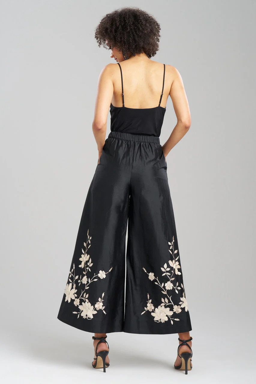 Couture Silk Dupioni Embroidered Palazzo Ankle Pants - Image 2