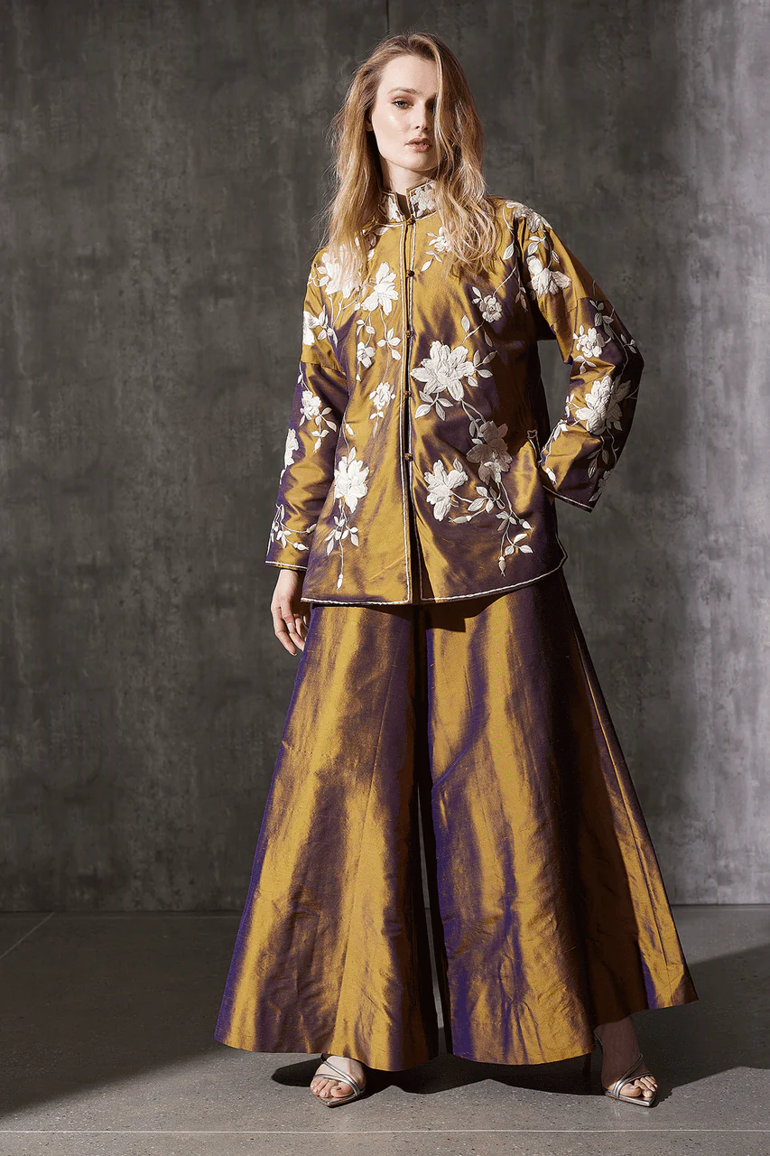 Couture Silk Dupioni Palazzo Pants - Image 3