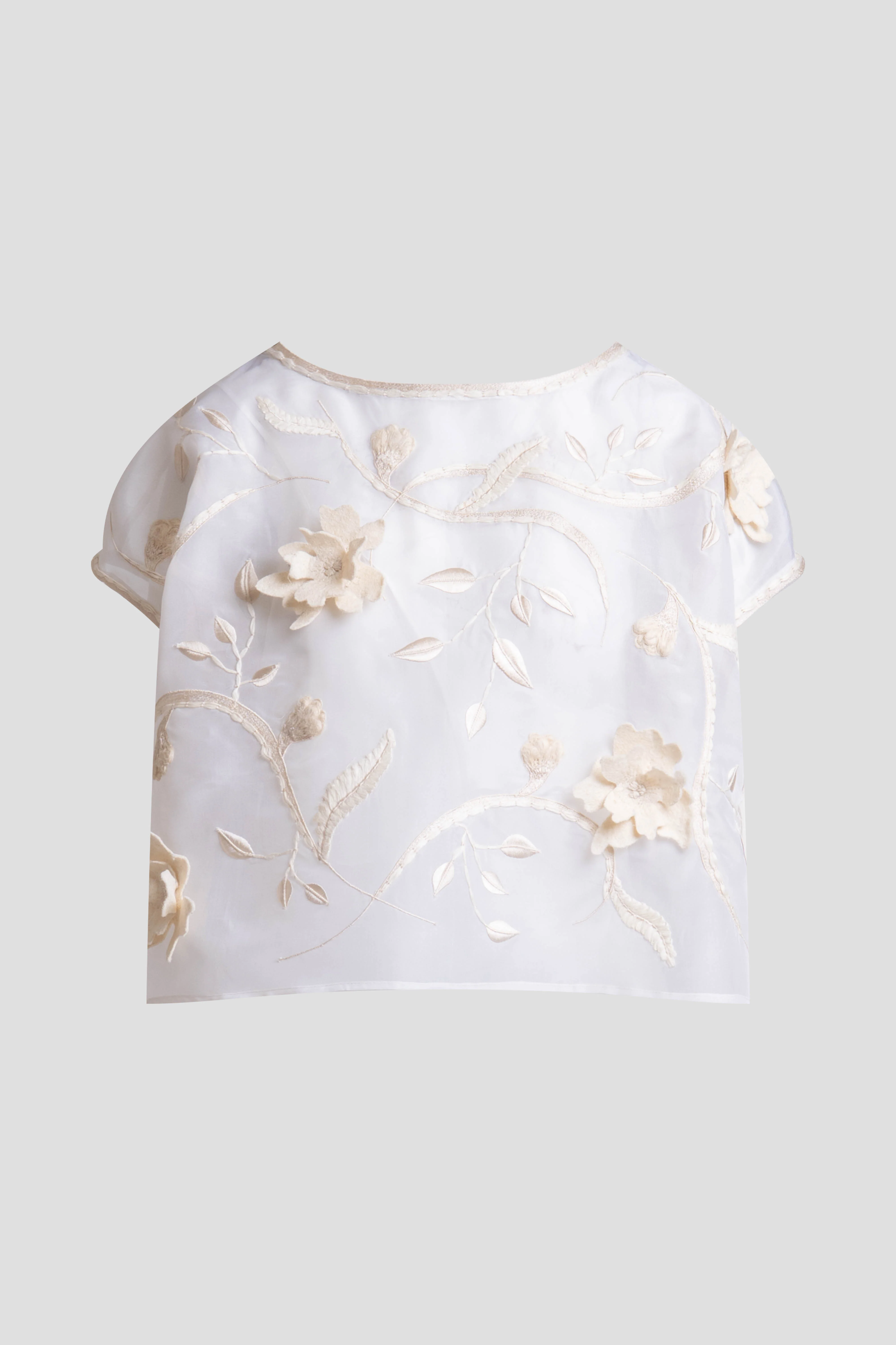 Couture Silk Organza Embellished Top - Image 3