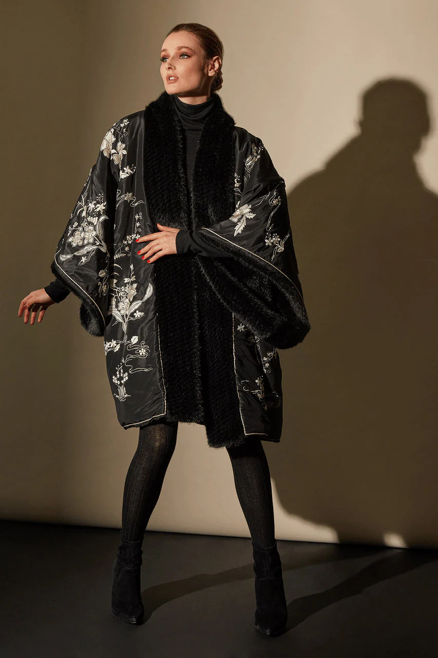 Couture Silk Taffeta Embroidered Reversible Coat - Image 6