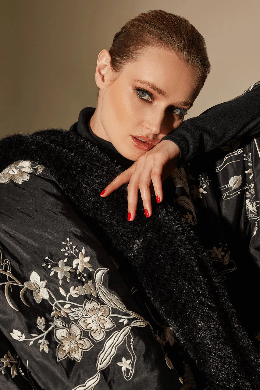 Couture Silk Taffeta Embroidered Reversible Coat - Image 7